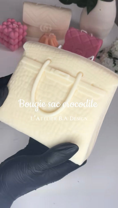 Bougie sac à main crocodile