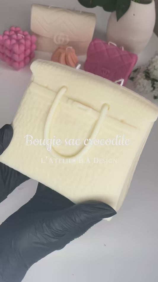 Bougie sac à main crocodile